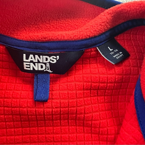 Lands’ End Long Sleeve Full Zip Grid Fleece. Large. Orange. - Picture 8 of 10